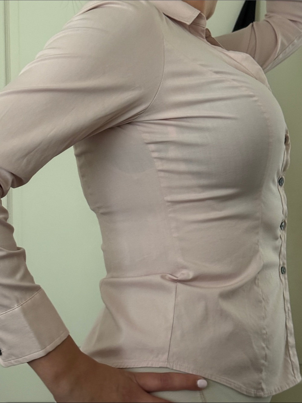 Express Women's Light Blush Button-Down Shirt - Picture 2 of 2